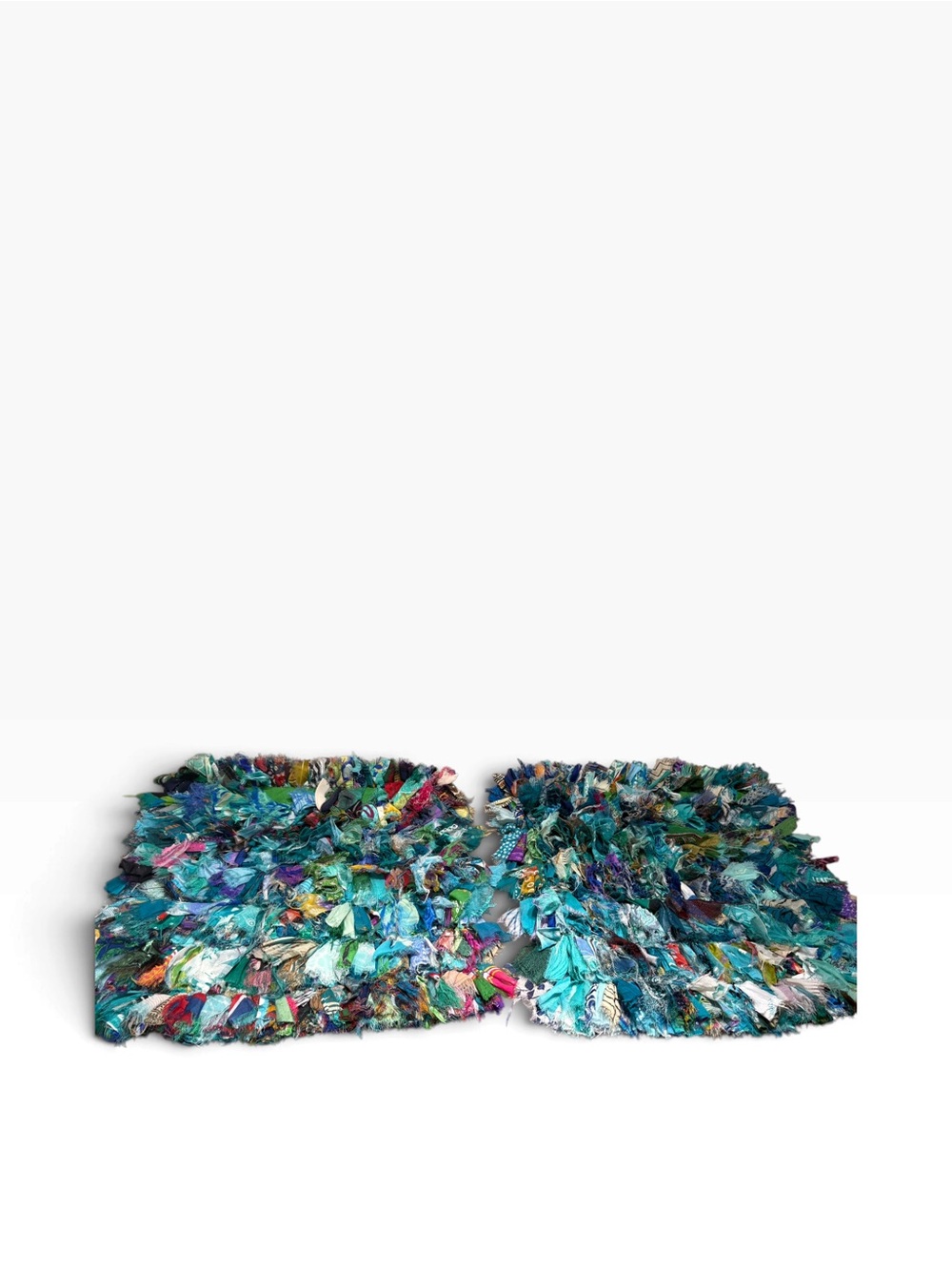 Set of 2 KARMA LIVING Shaggy Peacock Pillow Covers Boho 18” Square